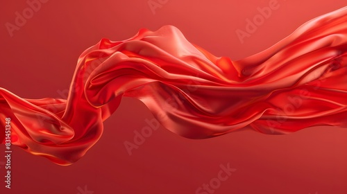 twists red silk  on an isolated red background
