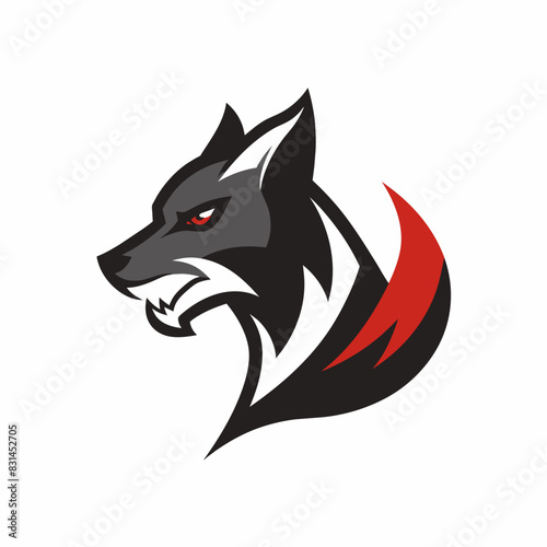 a minimalist Animal logo vector art illustration with an angry Dog icon  featuring a modern stylish shape with an underline  set on a solid white background