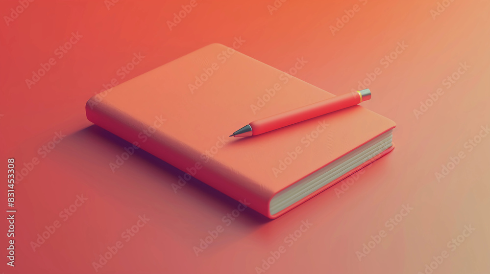 Orange notebook with pen Orange notebook with pen