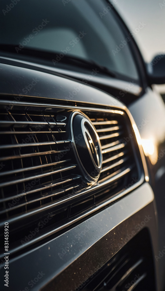 Macro photography capturing the intricate details of the front fascias of generic cars, highlighting their sleek lines and modern aesthetics.