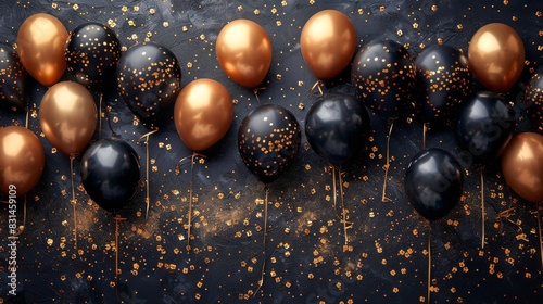 Black and Gold Balloons on Table