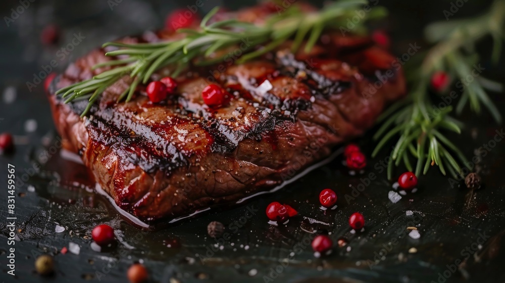 Juicy Steak With Rosemary Sprig Juicy Steak With Rosemary Sprig