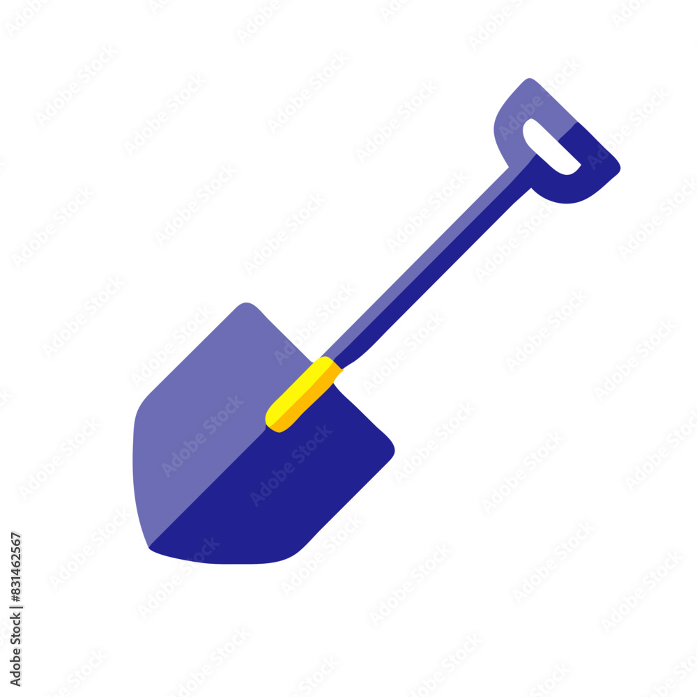 Modern Vector Illustration of a Blue and Yellow Shovel Icon for Construction and Gardening Modern Vector Illustration of a Blue and Yellow Shovel Icon for Construction and Gardening