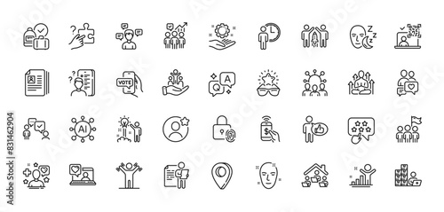 Business statistics, Winner and Best friend line icons pack. AI, Question and Answer, Map pin icons. Online voting, Consulting business, Cv documents web icon. Vector