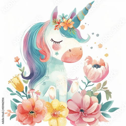 Whimsical Unicorn Illustration for Children s Storybook Generative AI