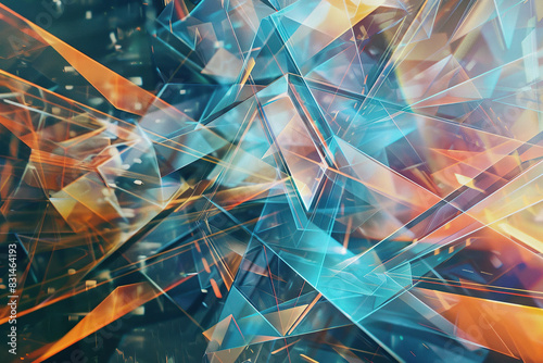 close up horizontal abstract image of a shiny crystal geometric shapes background