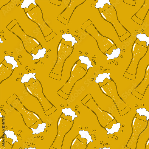 beer seamless pattern memphis style outline line bundle set background download