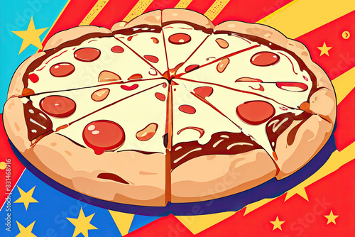 Pizza Pop Art  vibrant background   Generative AI