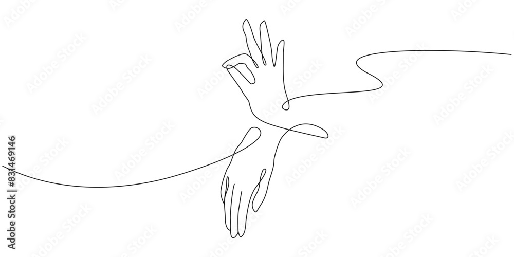 Vector one line art illustrations of buddha hands. Continuous line art of zen Vector one line art illustrations of buddha hands. Continuous line art of zen