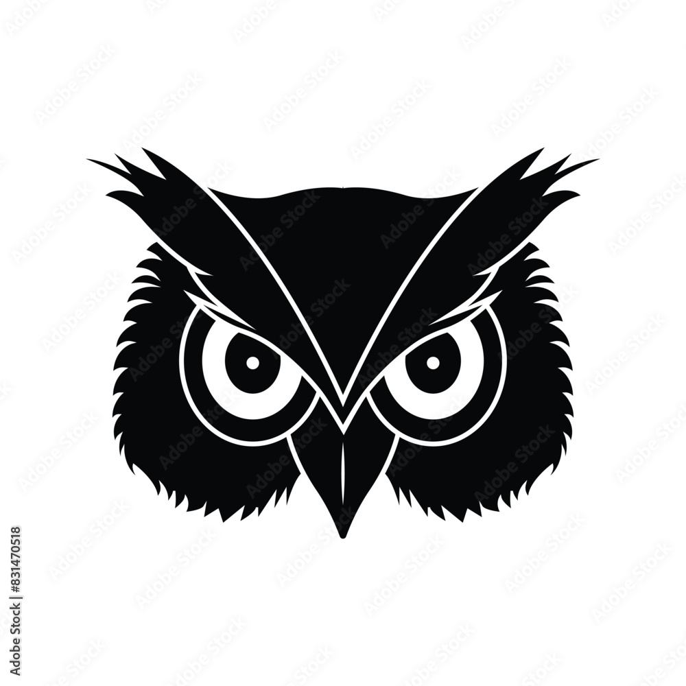 owl head vector illustration or logo design owl head vector illustration or logo design