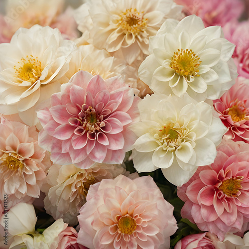 Soft hues of pink and cream come alive in this high-resolution photograph of flourishing flowers. © boubker