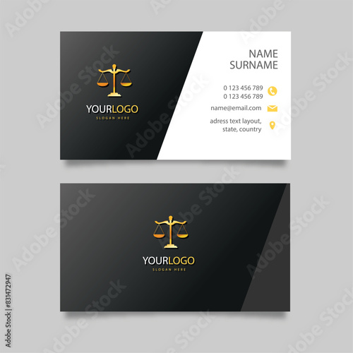 Black and white law business card design template.