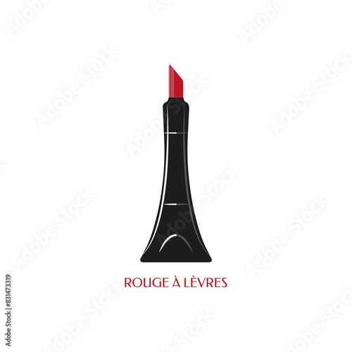 Red lipstic vector design graphic rouge a levres Parisian cosmetics luxury style 