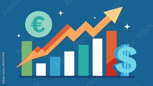 rising inflation graph  with charts, analytical data. Financial indicators, news about price increases on blue background with contrasting elements