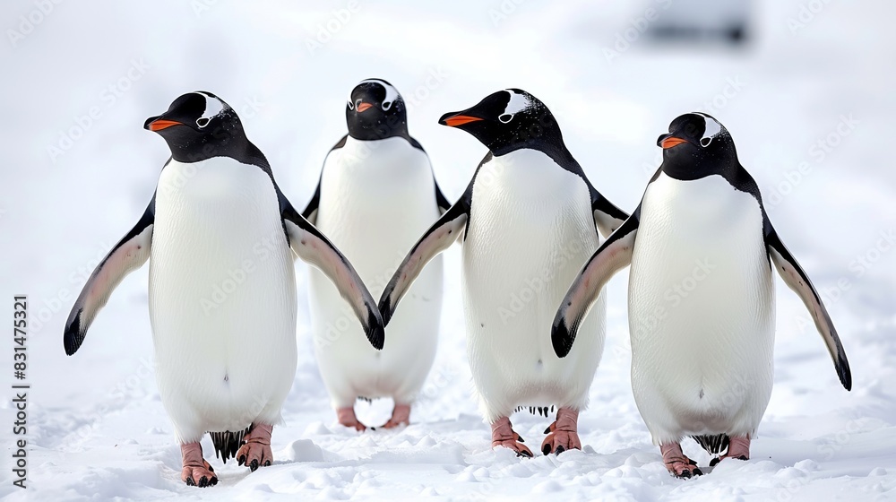 Fototapeta premium Harmonious gathering of a unified penguin colony standing together in solidarity