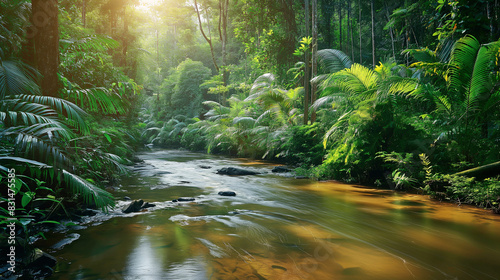 A river with a lot of trees and plants on either side