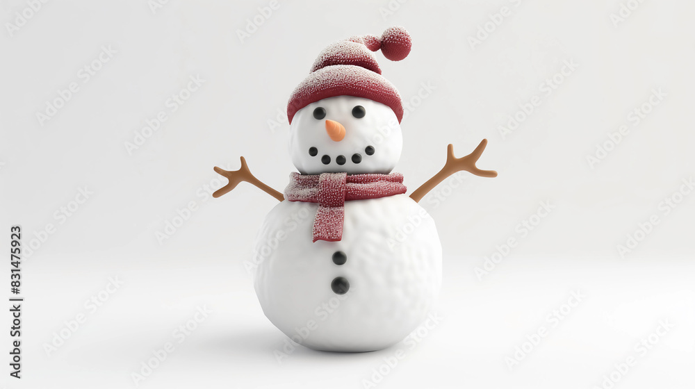Cute simple snowman statue on a white background Cute simple snowman statue on a white background
