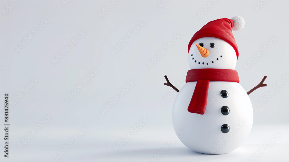 Cute simple snowman statue on a white background Cute simple snowman statue on a white background