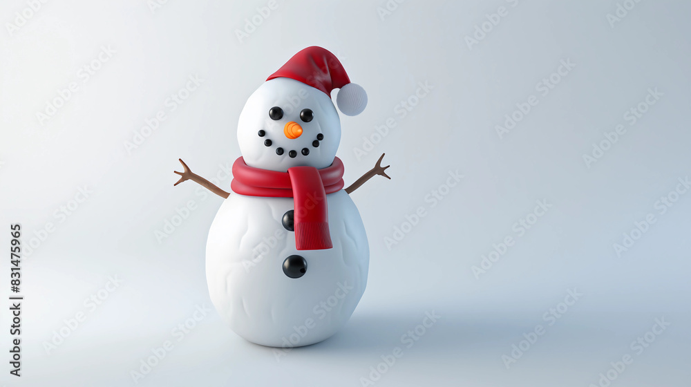 Cute simple snowman statue on a white background