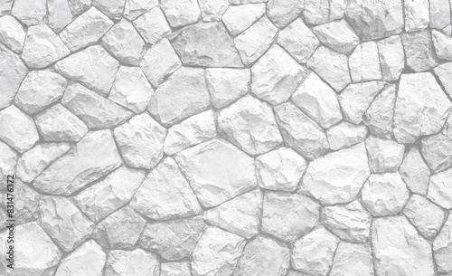 Empty monochrome black and white (light gray) embossed stone wall for abstract background and texture for interior or exterior design. Beautiful patterns, space for work, banner, wallpaper close up.