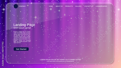 Modern trendy landing page vector design template. Alien sky background
