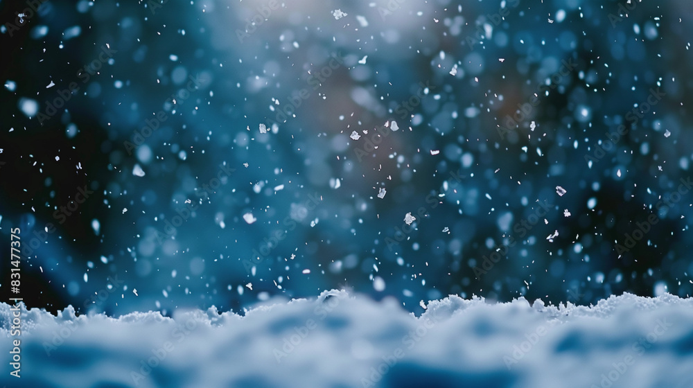 Obraz premium A snow-covered landscape with a blue sky in the background