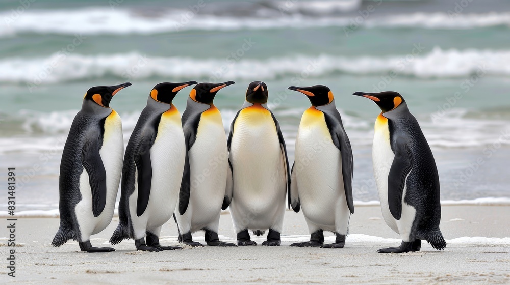 Obraz premium Harmonious display of unity in diversity with a group of penguins standing together