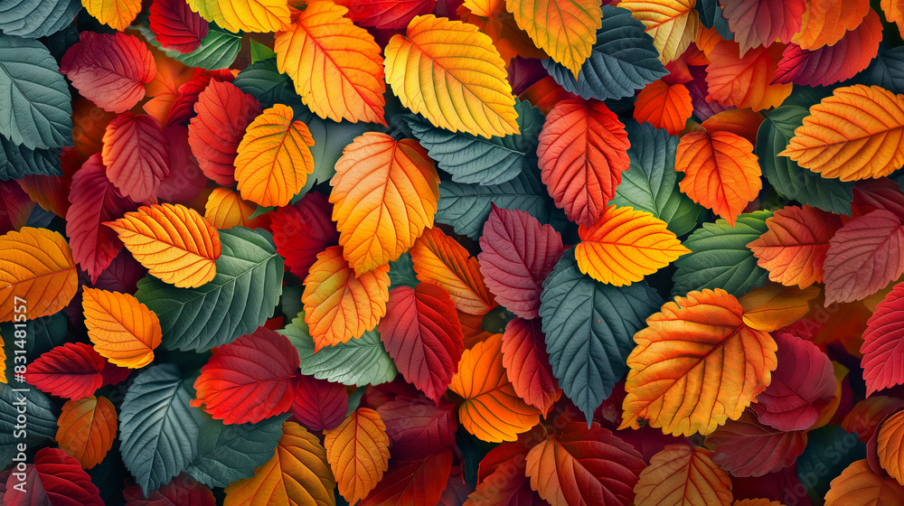 A colorful autumn leafy background with a variety of colors A colorful autumn leafy background with a variety of colors