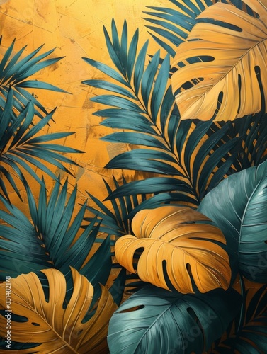 Pattern with flowers and leaves