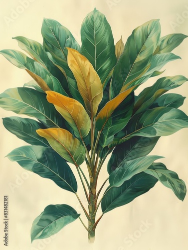leaves on beige background