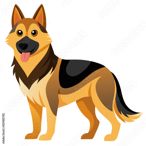 A cute drawing of a loyal and friendly German Shepherd, known for being a joyful companion