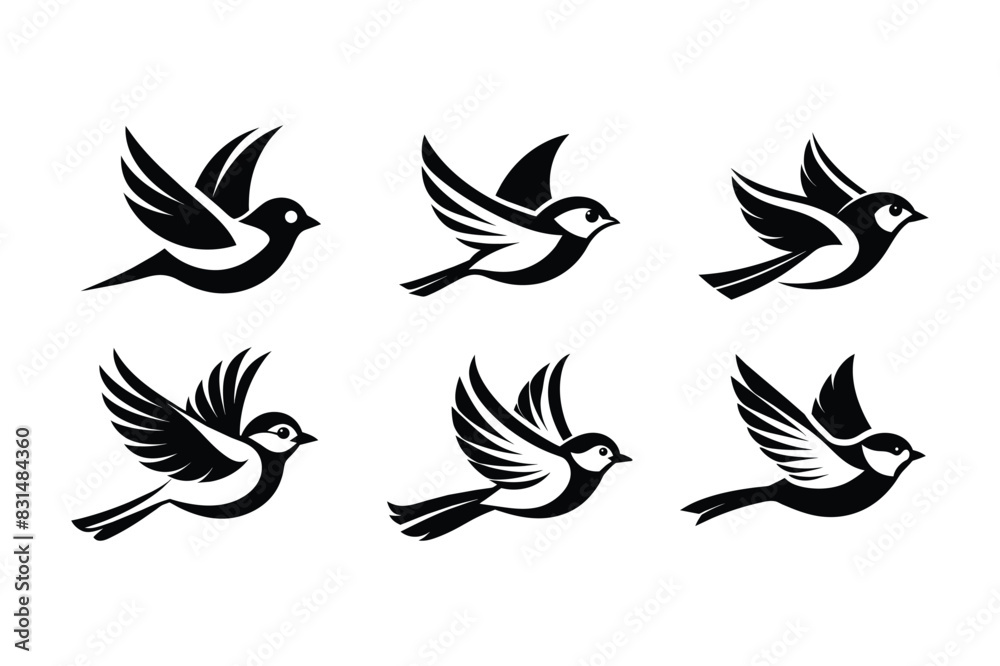 set of birds icons on white background vector illustration set of birds icons on white background vector illustration