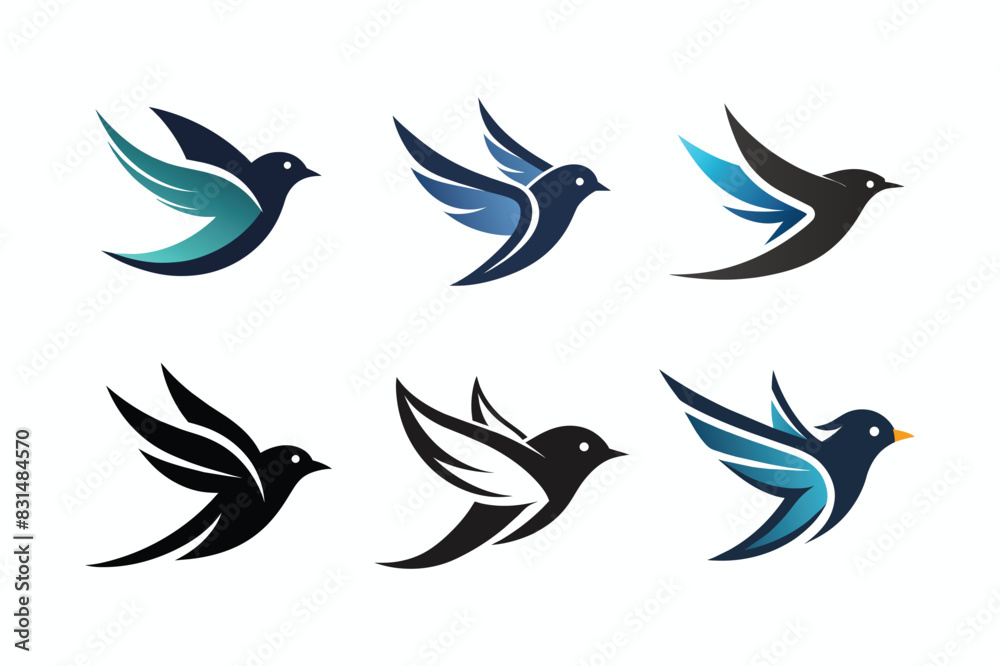 Fototapeta premium set of birds logo icons on white background | vector illustration