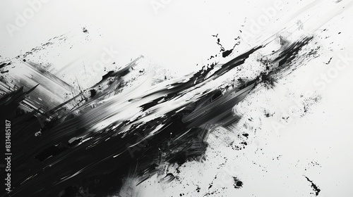 Dynamic black and white acrylic texture. Contemporary art background