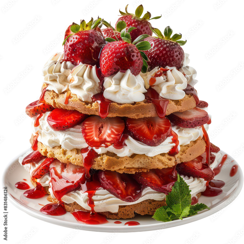 Strawberry layered cake isolated on transparent background Strawberry layered cake isolated on transparent background