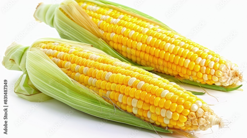 Sweet yellow corn, husks peeled back, farm fresh. Sweet yellow corn, husks peeled back, farm fresh.