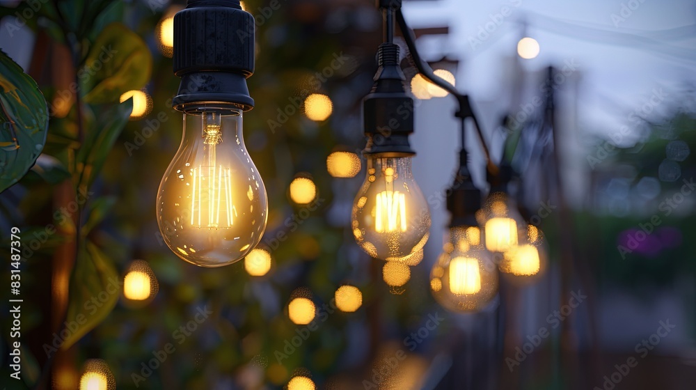 Weatherproof lights on an outdoor assembly line. Weatherproof lights on an outdoor assembly line.