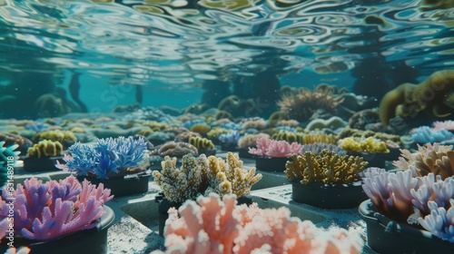 Coral nursery where damaged reefs are rehabilitated and grown. photo