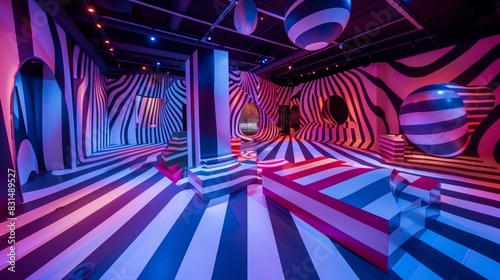 Obraz na płótnie A museum of illusions offers gravity-defying installations that bend reality, giving visitors a mind-bending experience. w salonie