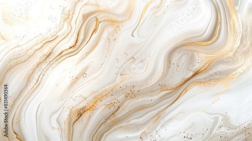 Elegant golden swirls on creamy marble texture for luxurious background