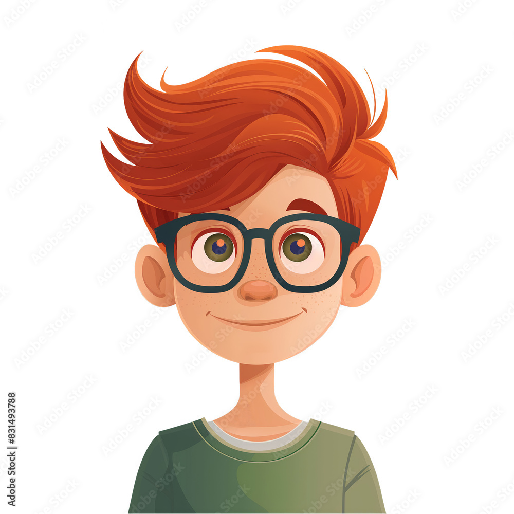 young man with red hair wearing glasses . png . clip art . vector cartoon art style . remove background young man with red hair wearing glasses . png . clip art . vector cartoon art style . remove background