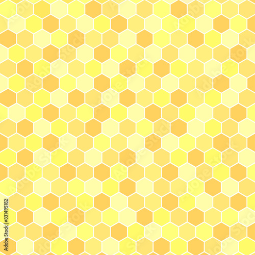Yellow seamless honeycomb pattern. Vector concept of honey texture. Artistic background template.