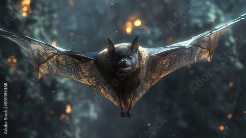 Bat Flying in the Dark Night photo