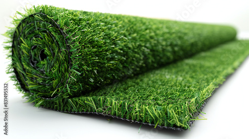 Artificial Grass Roll on White Background