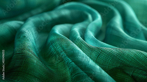 Green Silk Fabric Close-Up