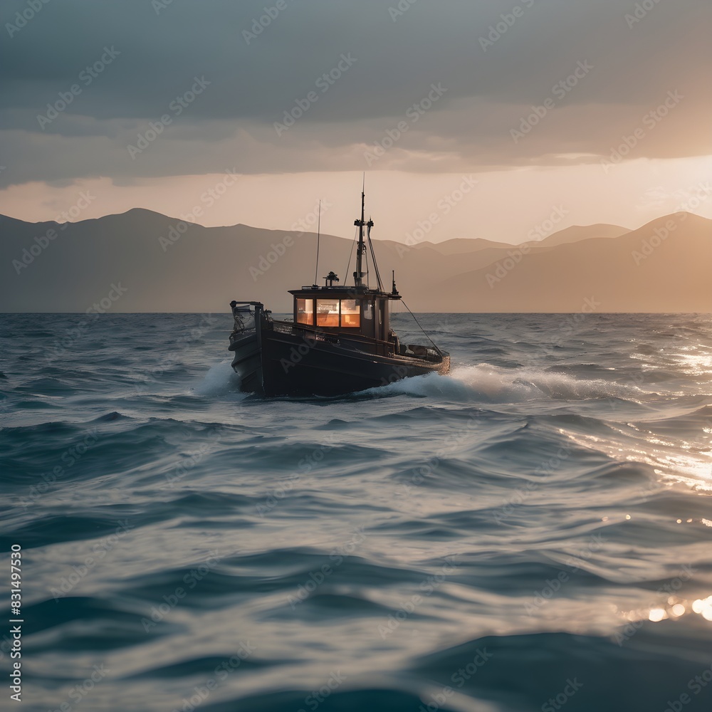Obraz premium boat in the sunset