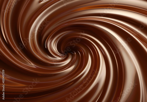 Photo of brown sweet melted chocolate swirl