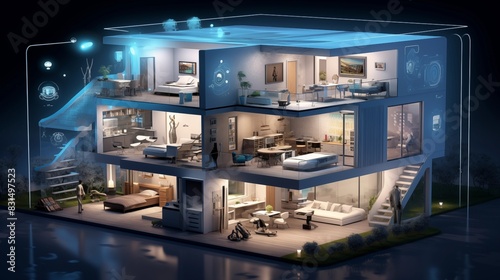 Smart home with interconnected AI devices managing daily tasks © Naseem