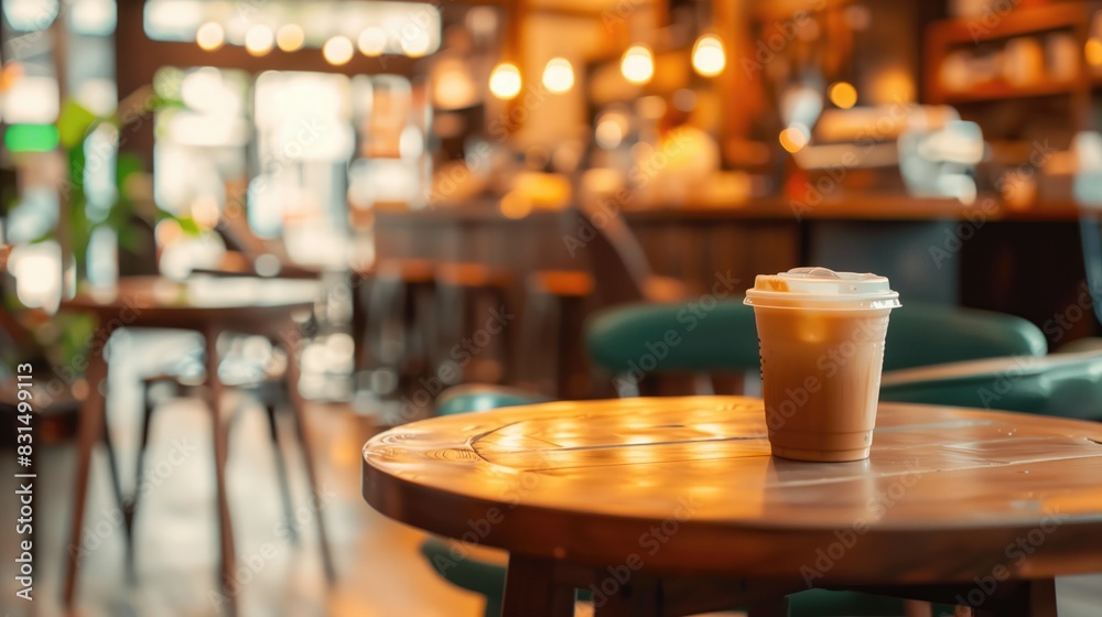 ice latte coffee in plastic cup put on wooden table, ice latte coffee in plastic cup put on wooden table,