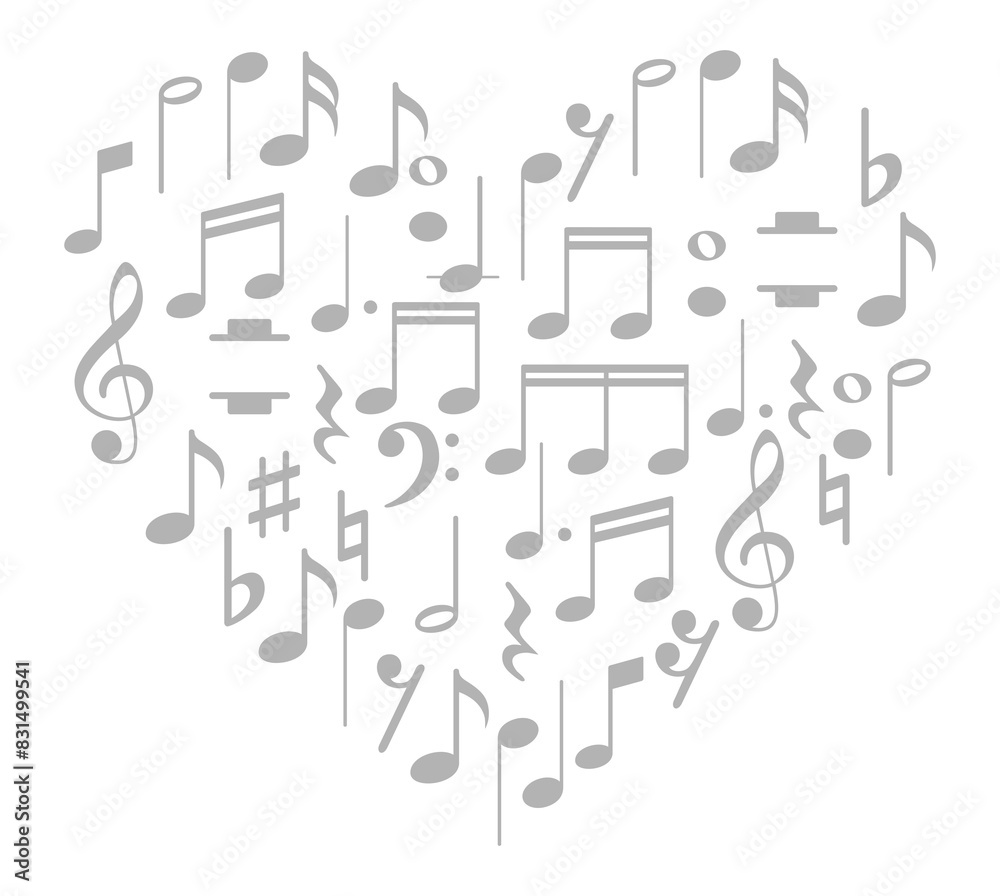 Heart Shape created from Musical Notation Sign or Musical Key Icon Symbol, can use for Logo Gram, Pictogram, Art Illustration, Decoration, Ornate, Background, Cover, Music Event Poster, etc. Heart Shape created from Musical Notation Sign or Musical Key Icon Symbol, can use for Logo Gram, Pictogram, Art Illustration, Decoration, Ornate, Background, Cover, Music Event Poster, etc.